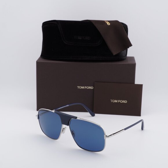 Tom Ford Tex FT1096 16V Aviator Sunglasses - Palladium/Blue - Picture 8 of 10
